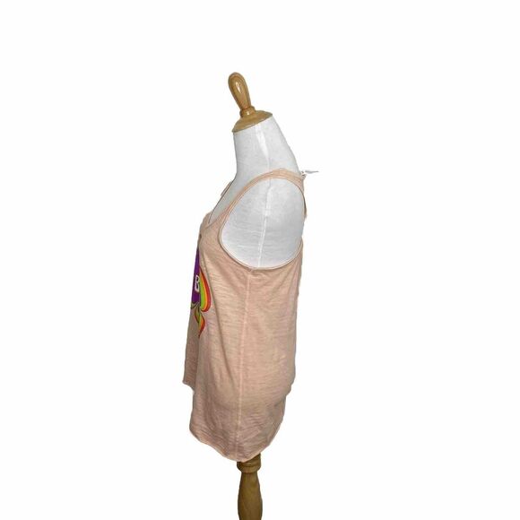 Paradise Point Love Bigger Orange Coral Four Leaf Clover Racerback Tank Top Sm - Picture 5 of 8